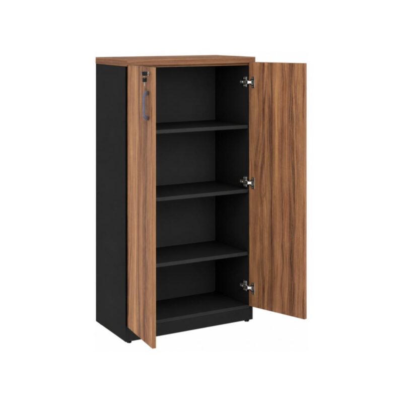 Móveis para Escritório Armário Alto Fechado com 02 Portas - 1,61x0,80x0,45m - WORK START - NOGAL SEVILHA/PRETO - 21414