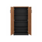 Móveis para Escritório Armário Alto Fechado com 02 Portas - 1,61x0,80x0,45m - WORK START - NOGAL SEVILHA/PRETO - 21414