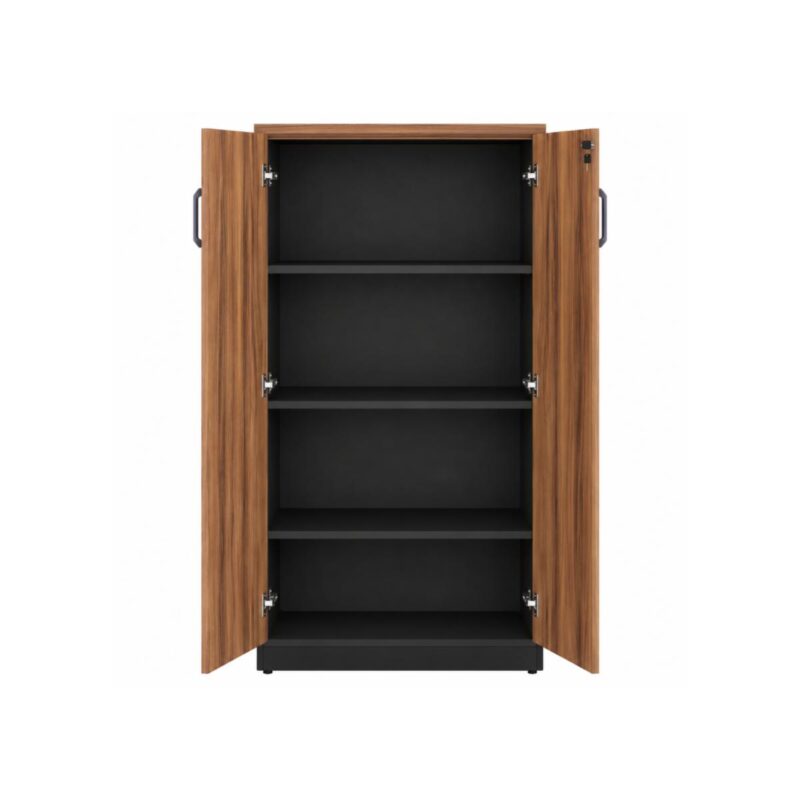 Móveis para Escritório Armário Alto Fechado com 02 Portas - 1,61x0,80x0,45m - WORK START - NOGAL SEVILHA/PRETO - 21414