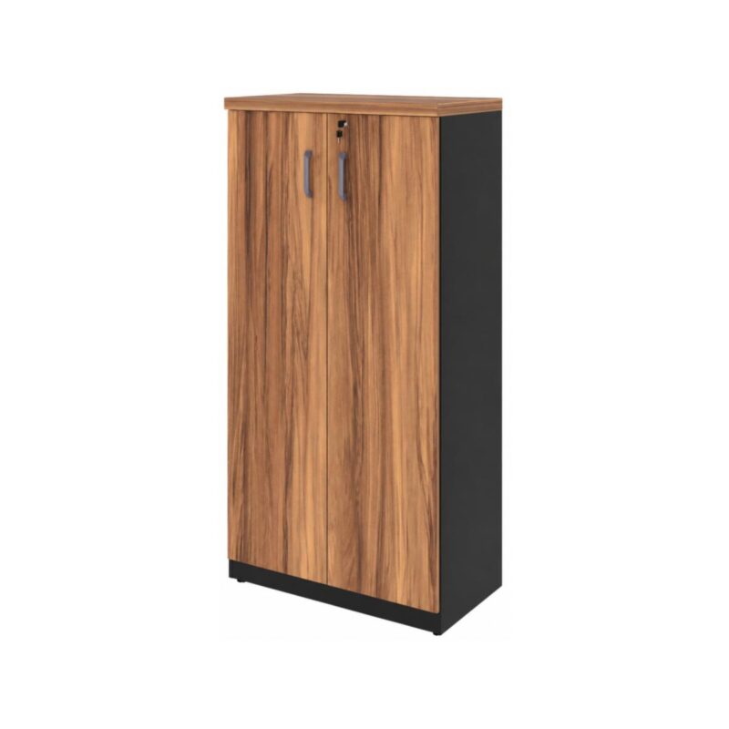 Móveis para Escritório Armário Alto Fechado com 02 Portas - 1,61x0,80x0,45m - WORK START - NOGAL SEVILHA/PRETO - 21414