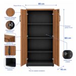 Móveis para Escritório Armário Alto Fechado com 02 Portas - 1,61x0,80x0,45m - WORK START - NOGAL SEVILHA/PRETO - 21414
