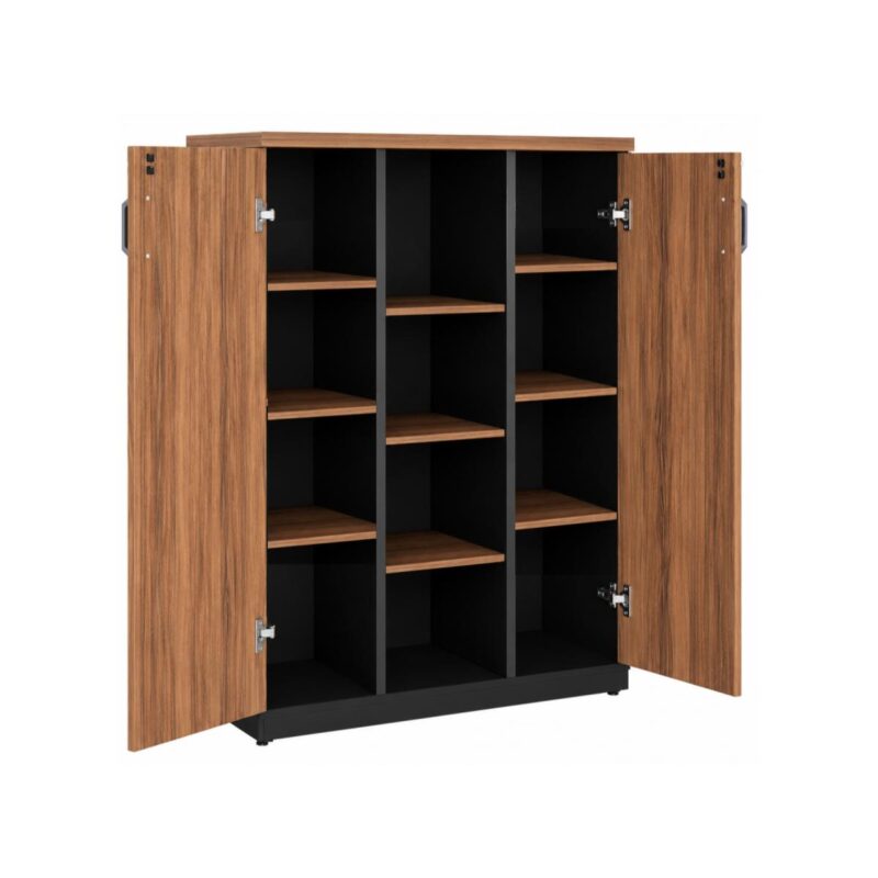 Móveis para Escritório Estante de Escritório Fechada com Chave e Prateleiras 161x120cm Nogal Sevilha / Preto 21415