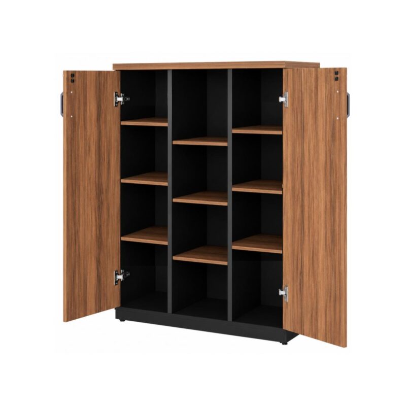 Móveis para Escritório Estante de Escritório Fechada com Chave e Prateleiras 161x120cm Nogal Sevilha / Preto 21415