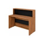 Móveis para Escritório Mesa para Recepção e Balcão Atendimento Madeira Alta Qualidade 1,35x1,13m Nogal Sevilha / Preto 63081