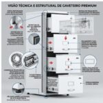 Móveis de Aço para Escritório Arquivo de Aço 4 Gavetas para Pasta Suspensa com Chave Linha Aço Chapa 22 Reforçada 13106