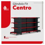 Gôndola Centro Preta Continuação 137 com 8 Bandeja Etiqueta Vermelha - 39303