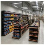 Gôndola Centro Preta Continuação 1,70m com 10 Bandeja Etiqueta Laranja - 39309