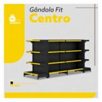 Gôndola Centro Preta Continuação 137 com 8 Bandeja Etiqueta Amarelo - 39315