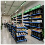 Gôndola Centro Preta Inicial 137 com 8 Bandeja Etiqueta Azul - 39405