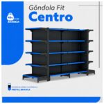 Gôndola Centro Preta Inicial 1,70m com 10 Bandeja Etiqueta Azul - 39407