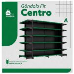 Gôndola Centro Preta Inicial 2,02m com 12 Bandeja Etiqueta Verde - 39413