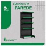 Gôndola Parede Preta Inicial 1,70m com 5 Bandejas Etiqueta Verde - 39504