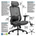 Cadeira Escritório Cadeira Presidente Ergonômica Premium com Ajuste 3D e Tela Mesh Preta TOKYO - 32887