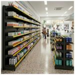 Gôndola Parede Preta Continuação 2,02m com 6 Bandeja Etiqueta Amarela - 39506
