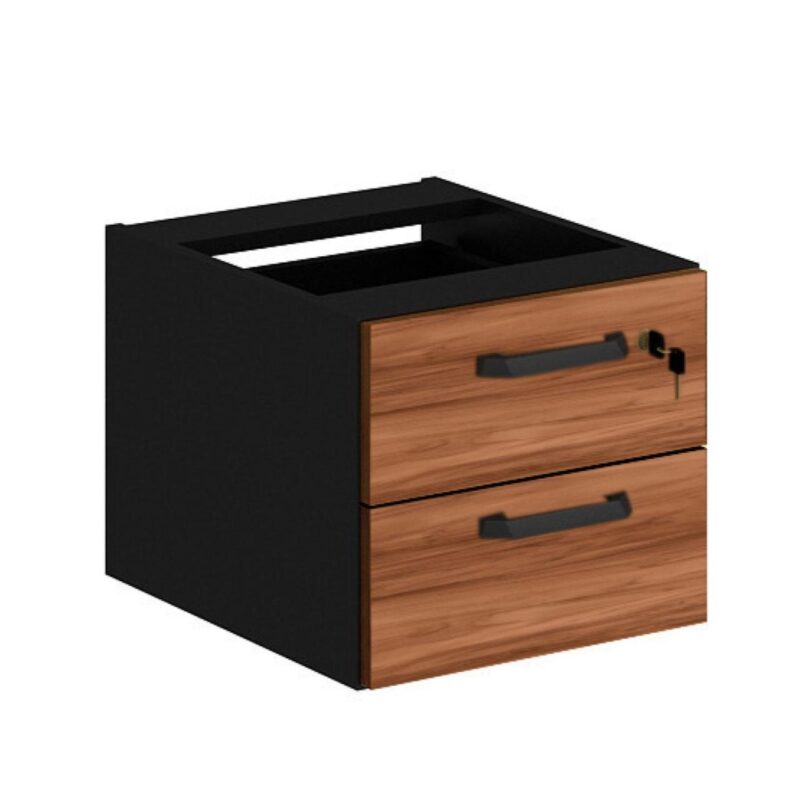 Móveis para Escritório Balcão de Atendimento 1.35x1,13x0,60m - C/ 02 Gavetas - WORKSTART - NOGAL SEVILHA / PRETO - 63082