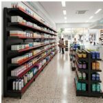 Gôndola Parede Preta Continuação 1,70m com 5 Bandejas Etiqueta Vermelho - 39515