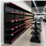 Gôndola Parede Preta Continuação 2,02m com 6 Bandeja Etiqueta Vermelha - 39509
