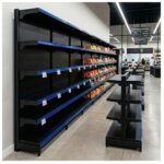 Gôndola Parede Preta Continuação 2,02m com 6 Bandeja Etiqueta Azul - 39508