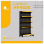Gôndola Parede Preta Continuação 1,70m com 5 Bandejas Etiqueta Amarela - 39512