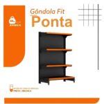 PONTA de Gôndola Preta 1,37m com 4 Bandejas Etiqueta Laranja - 39417