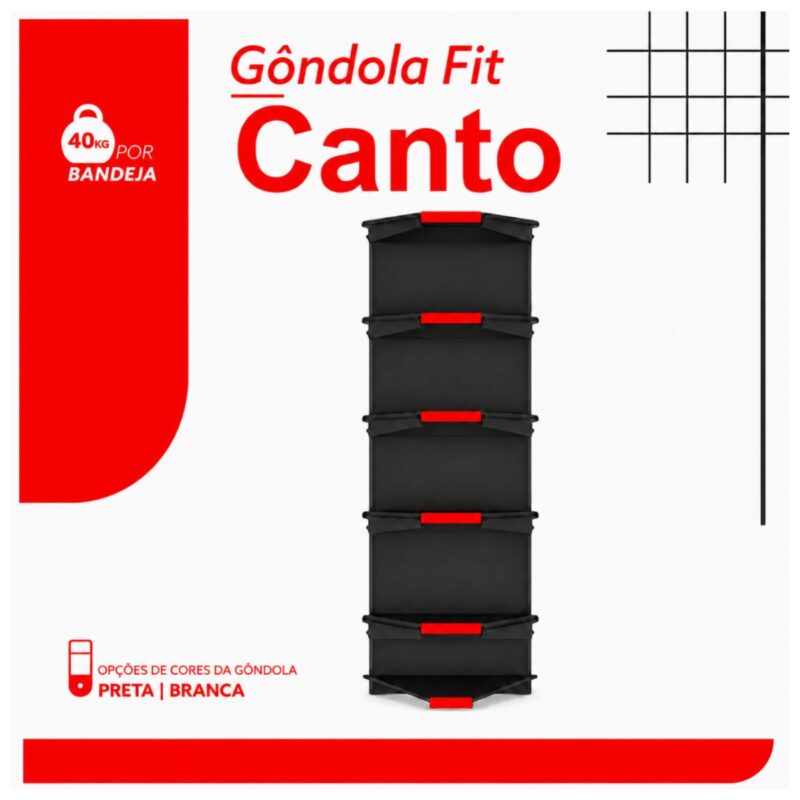 CANTO de Gondola 2,02m com 6 Bandejas Etiqueta Vermelha - 39434