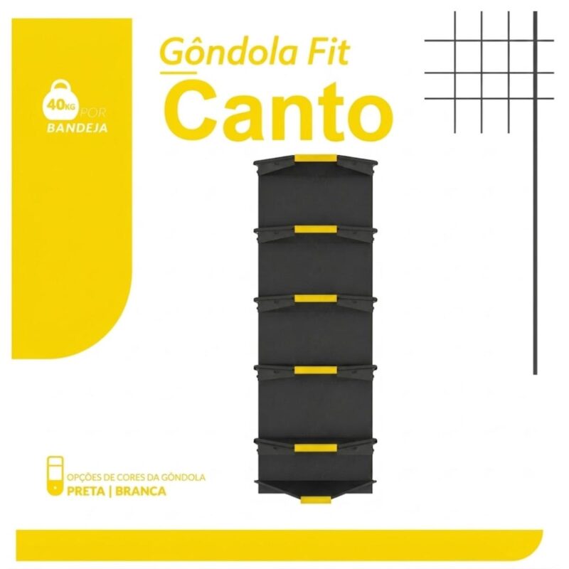 CANTO de Gondola 2,02m com 6 Bandejas Etiqueta Amarela - 39433