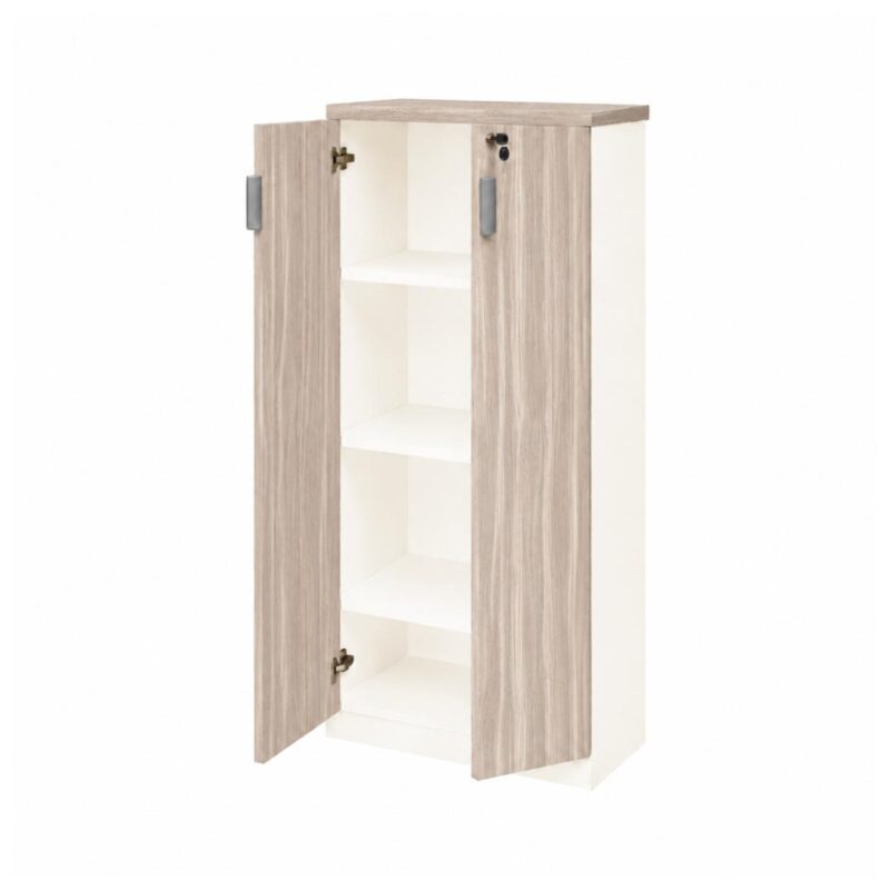 Móveis para Escritório Armário Alto Fechado Escritório com 02 Portas – 1,60×0,80×0,46m – Fresno / Branco - 71020