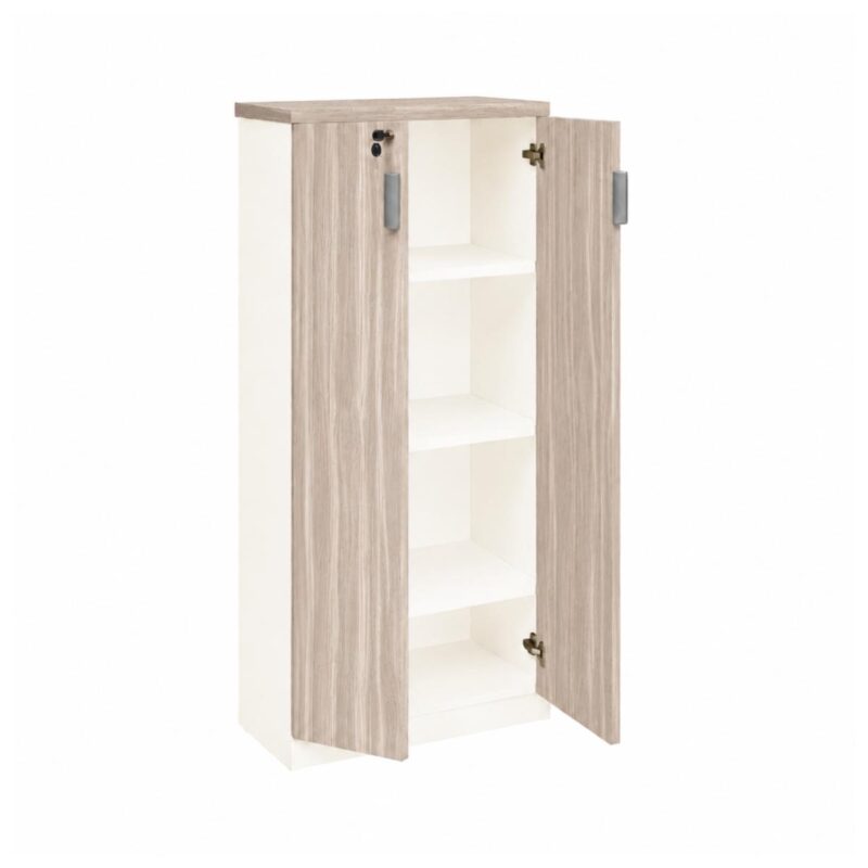 Móveis para Escritório Armário Alto Fechado Escritório com 02 Portas – 1,62×0,80×0,45m – Fresno / Branco - 71020