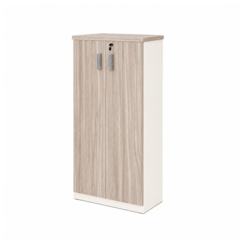 Móveis para Escritório Armário Alto Fechado Escritório com 02 Portas – 1,60×0,80×0,46m – Fresno / Branco - 71020