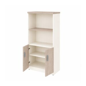 Móveis para Escritório Armário Alto Escritório Semi-Aberto com 02 Portas - 1,62×0,80×0,46m - Fresno / Branco – 71021