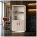 Móveis para Escritório Armário Alto Escritório Semi-Aberto com 02 Portas - 1,62×0,80×0,46m - Fresno / Branco – 71021