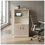 Móveis para Escritório Armário Alto Escritório Semi-Aberto com 02 Portas - 1,62×0,80×0,46m - Fresno / Branco – 71021