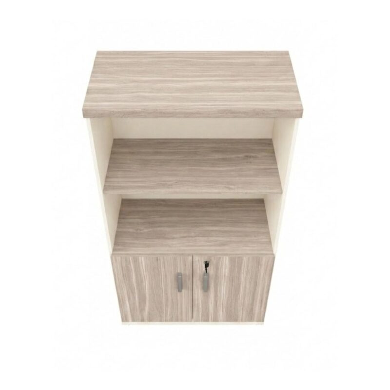 Móveis para Escritório Armário Alto Escritório Semi-Aberto com 02 Portas - 1,62×0,80×0,46m - Fresno / Branco – 71021