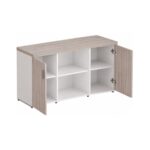 Móveis para Escritório Armário Baixo Credenza com Nicho - 1,31x0,75X0,46m - Fresno / Branco - 71022