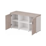 Móveis para Escritório Armário Baixo Credenza com Nicho - 1,31x0,75X0,46m - Fresno / Branco - 71022