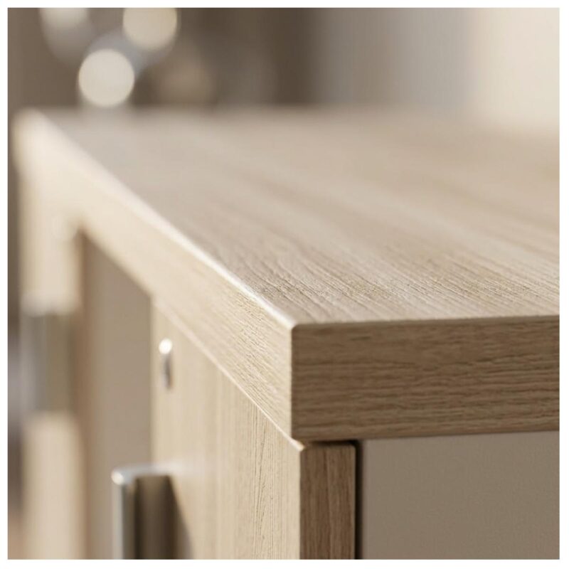 Móveis para Escritório Armário Baixo Credenza com Nicho - 1,31x0,75X0,46m - Fresno / Branco - 71022