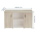 Móveis para Escritório Armário Baixo Credenza com Nicho - 1,31x0,75X0,46m - Fresno / Branco - 71022