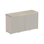 Móveis para Escritório Armário Baixo Credenza com Nicho - 1,31x0,75X0,46m - Fresno / Branco - 71022