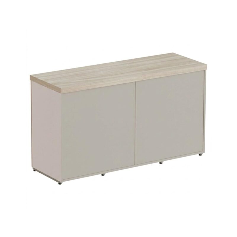 Móveis para Escritório Armário Baixo Credenza com Nicho - 1,31x0,75X0,46m - Fresno / Branco - 71022