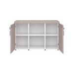 Móveis para Escritório Armário Baixo Credenza com Nicho - 1,31x0,75X0,46m - Fresno / Branco - 71022