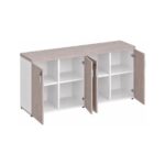 Móveis para Escritório Armário Baixo Gold 04 Portas Credenza - 1,60x0,75x0,46m - Fresno / Branco - 71023