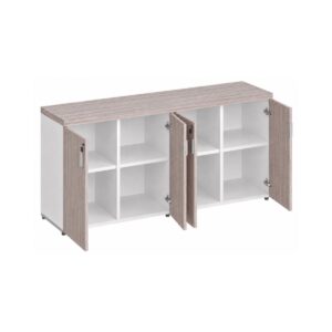 Móveis para Escritório Armário Baixo Gold 04 Portas Credenza - 1,60x0,75x0,46m - Fresno / Branco - 71023