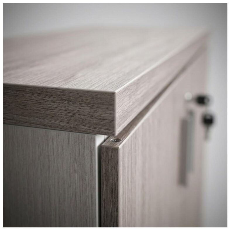 Móveis para Escritório Armário Baixo Gold 04 Portas Credenza - 1,60x0,75x0,46m - Fresno / Branco - 71023