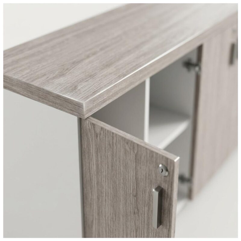 Móveis para Escritório Armário Baixo Gold 04 Portas Credenza - 1,60x0,75x0,46m - Fresno / Branco - 71023