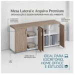 Móveis para Escritório Armário Baixo Gold 04 Portas Credenza - 1,60x0,75x0,46m - Fresno / Branco - 71023