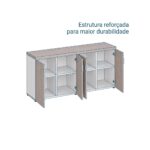 Móveis para Escritório Armário Baixo Gold 04 Portas Credenza - 1,60x0,75x0,46m - Fresno / Branco - 71023
