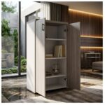 Móveis para Escritório Armário Alto Fechado Escritório com 02 Portas – 1,60×0,80×0,46m – Fresno / Branco - 71020