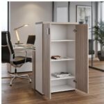 Móveis para Escritório Armário Alto Fechado Escritório com 02 Portas – 1,60×0,80×0,46m – Fresno / Branco - 71020