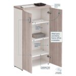Móveis para Escritório Armário Alto Fechado Escritório com 02 Portas – 1,60×0,80×0,46m – Fresno / Branco - 71020