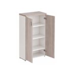 Móveis para Escritório Armário Alto Fechado Escritório com 02 Portas – 1,60×0,80×0,46m – Fresno / Branco - 71020